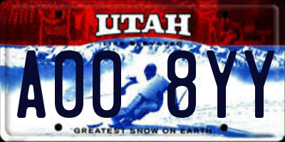 UT license plate A008YY