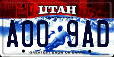 UT license plate A009AD