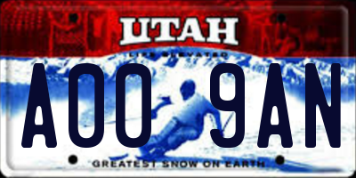 UT license plate A009AN