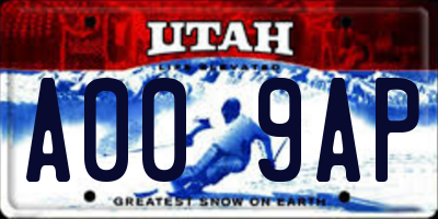 UT license plate A009AP