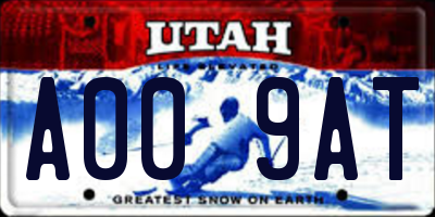 UT license plate A009AT