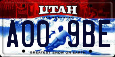 UT license plate A009BE