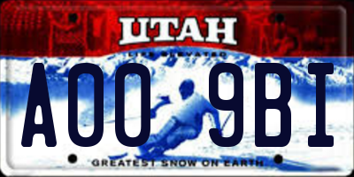 UT license plate A009BI