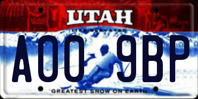 UT license plate A009BP