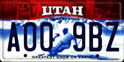 UT license plate A009BZ