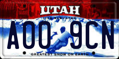 UT license plate A009CN