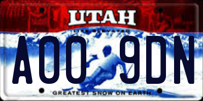 UT license plate A009DN