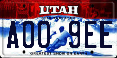 UT license plate A009EE
