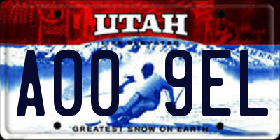 UT license plate A009EL