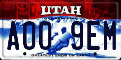 UT license plate A009EM