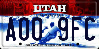 UT license plate A009FC