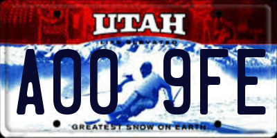 UT license plate A009FE