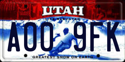 UT license plate A009FK