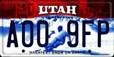 UT license plate A009FP