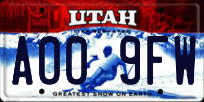 UT license plate A009FW