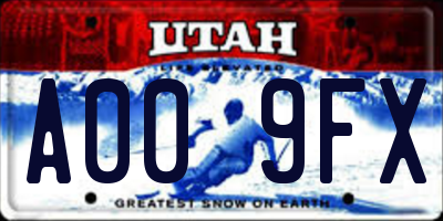 UT license plate A009FX