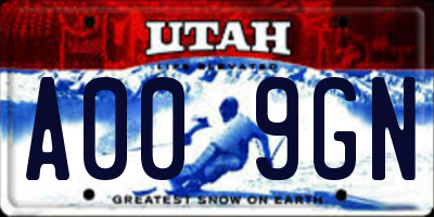 UT license plate A009GN