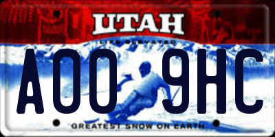 UT license plate A009HC