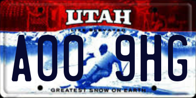 UT license plate A009HG