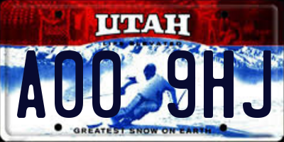 UT license plate A009HJ