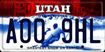 UT license plate A009HL