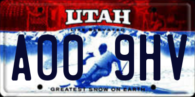 UT license plate A009HV