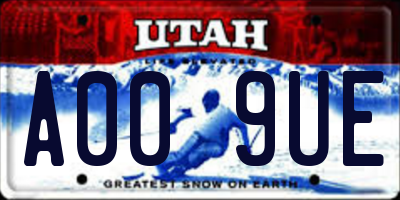 UT license plate A009UE