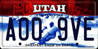 UT license plate A009VE