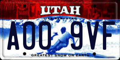 UT license plate A009VF