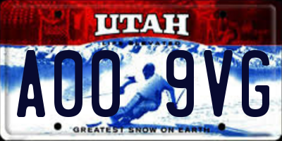 UT license plate A009VG