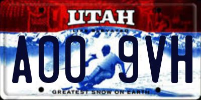 UT license plate A009VH