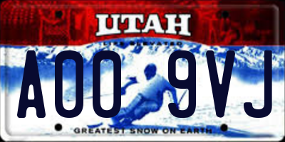 UT license plate A009VJ