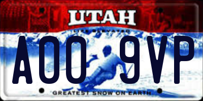 UT license plate A009VP