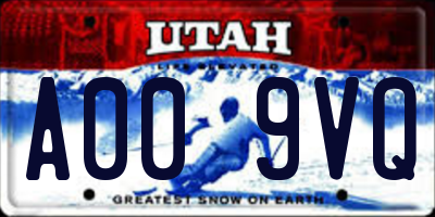 UT license plate A009VQ