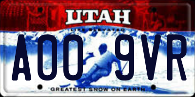 UT license plate A009VR