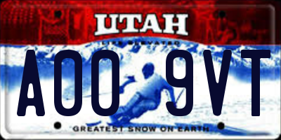 UT license plate A009VT