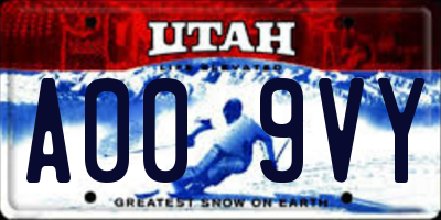 UT license plate A009VY