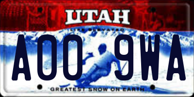 UT license plate A009WA