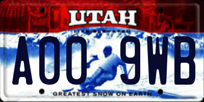 UT license plate A009WB