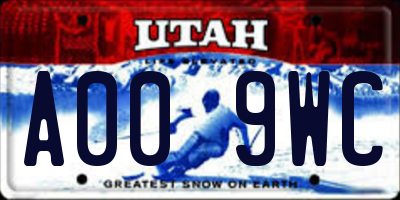 UT license plate A009WC
