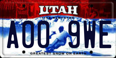 UT license plate A009WE