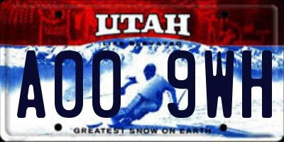 UT license plate A009WH