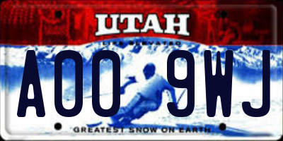 UT license plate A009WJ