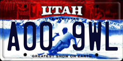 UT license plate A009WL