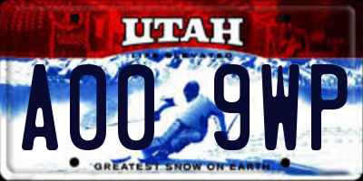 UT license plate A009WP