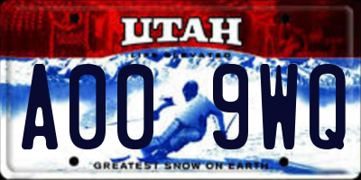 UT license plate A009WQ