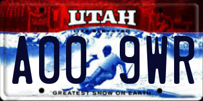 UT license plate A009WR