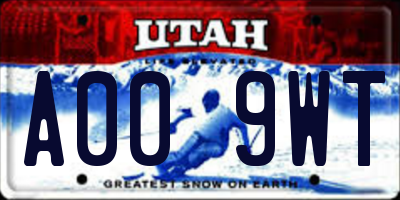 UT license plate A009WT