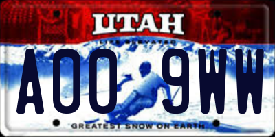 UT license plate A009WW