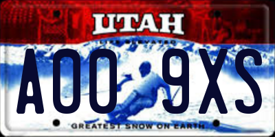 UT license plate A009XS